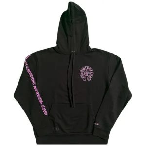 Chrome Hearts Black Hoodie with Pink Sword Design