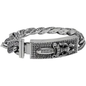Chrome Hearts Diamond Dagger Silver Bracelet